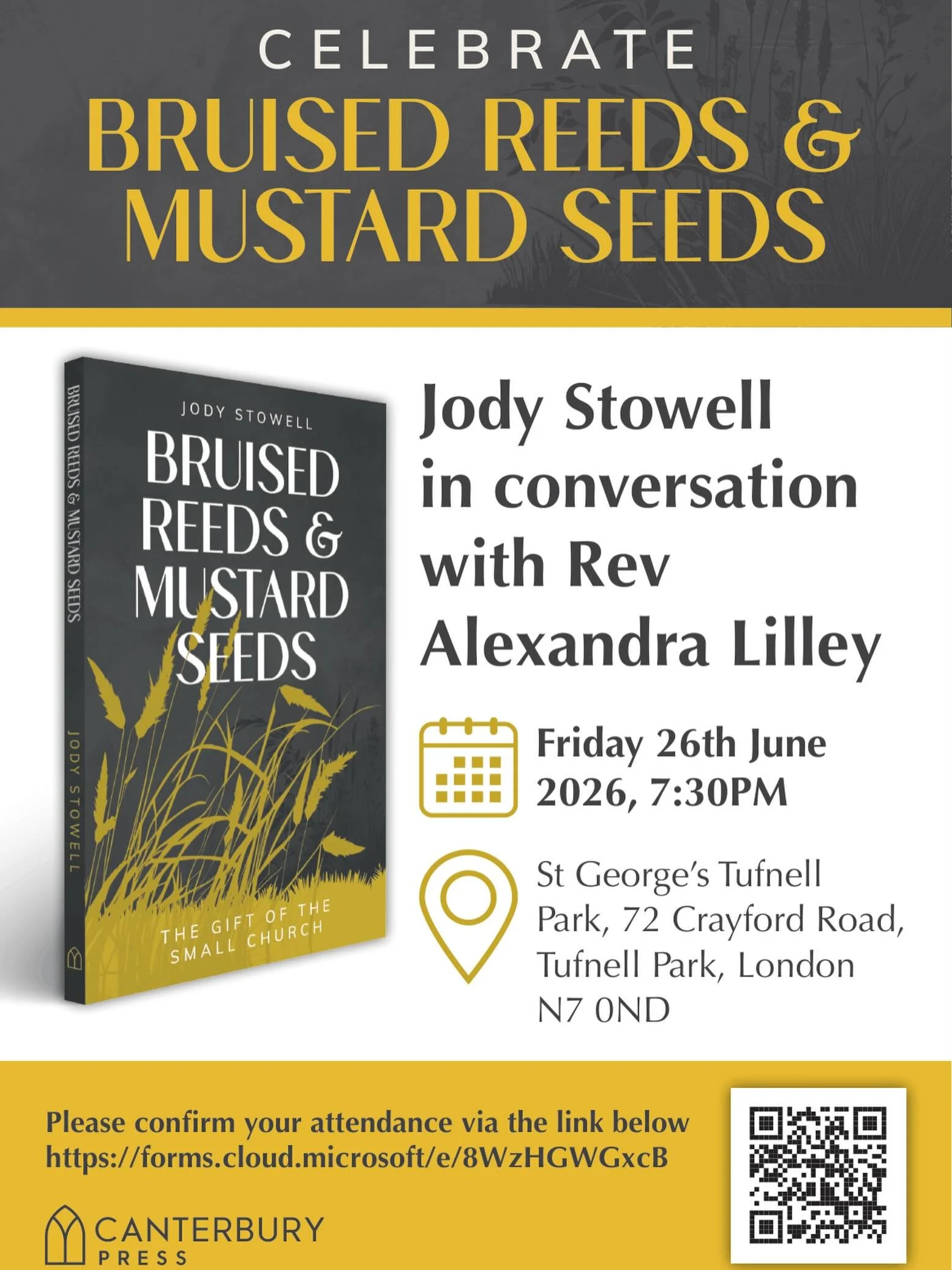 📚One Month Away! 📖

St George&rsquo;s is delighted to be hosting a special evening of conversation, reflection, and celebration this June.

On Friday 26th June at 7.30 pm, we welcome Revd Jody Stowell, who will be in conversation with Revd Alexandr