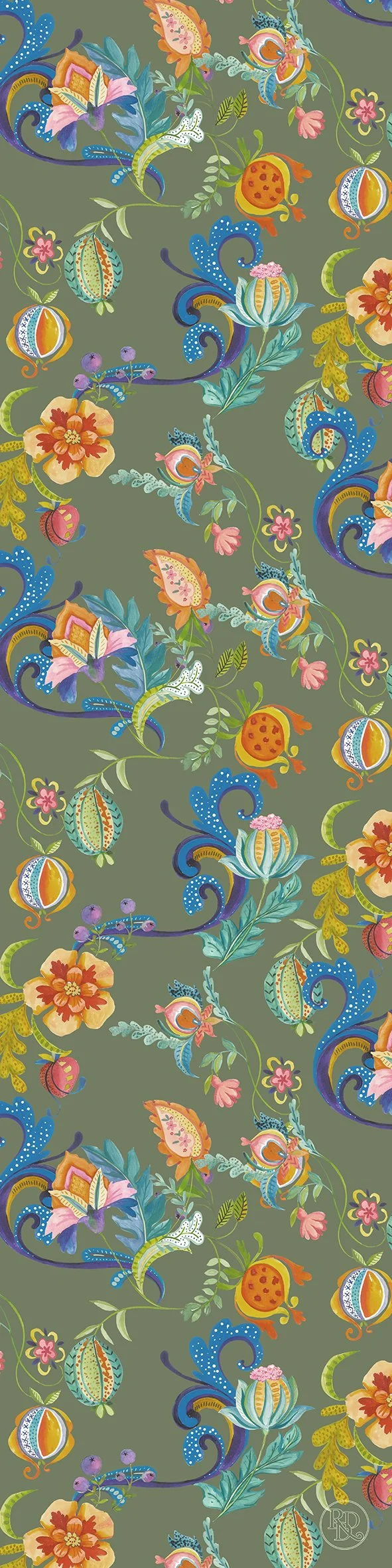 Rosie-dog-design-silk-scarves-Jacobean-floral- green-5.jpg