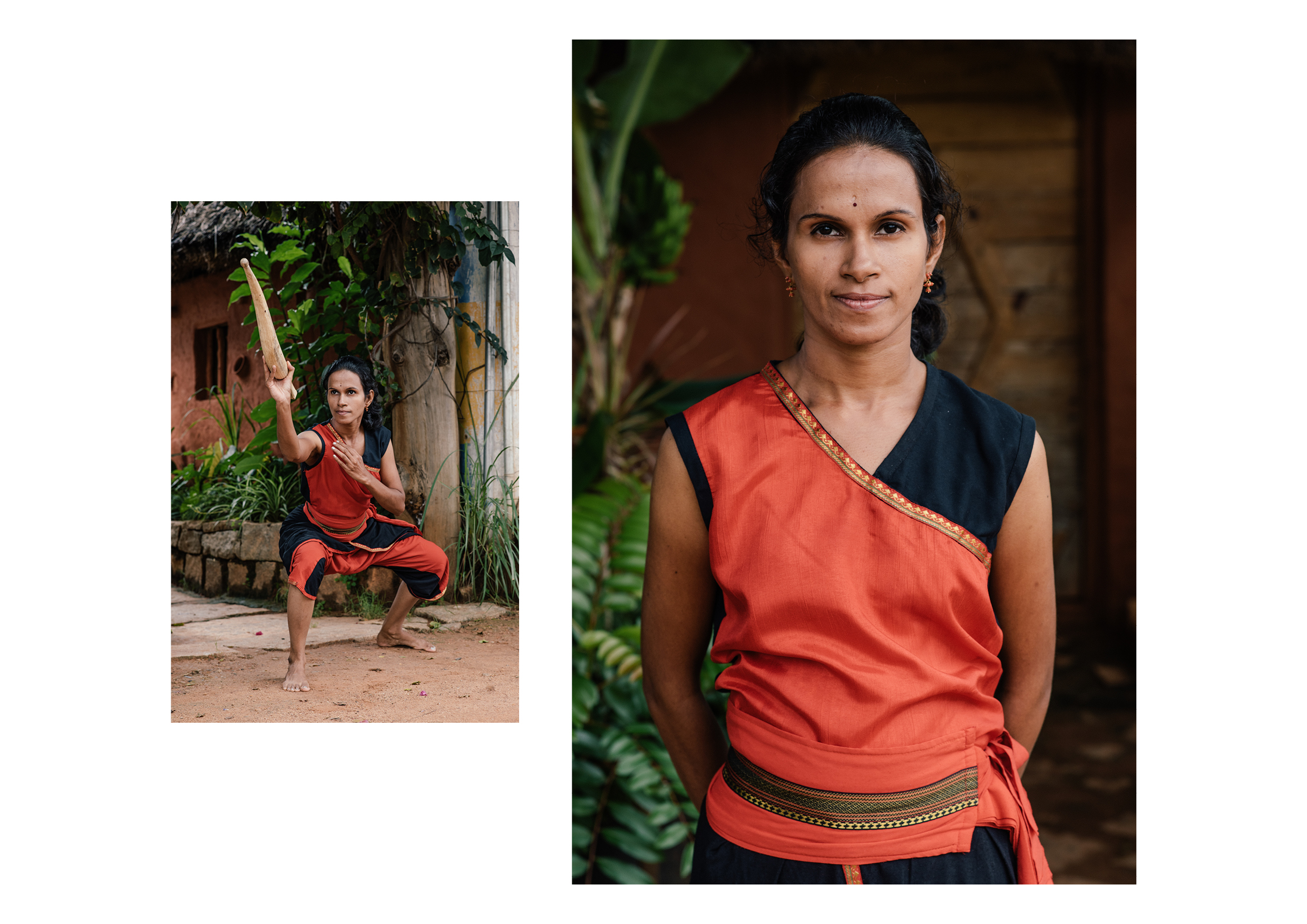 Ranjan's wife, Shiny, is also a student of Kalari, and takes part in performances.
