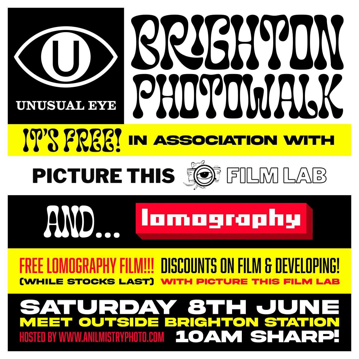 PHOTOWALK! In association with @picturethisfilmlab and @lomographyuk - free roll of @lomography film for early arrivals and special offers on film and developing courtesy of Picture This Film Lab, Brighton&rsquo;s new film lab and camera shop! Turn u