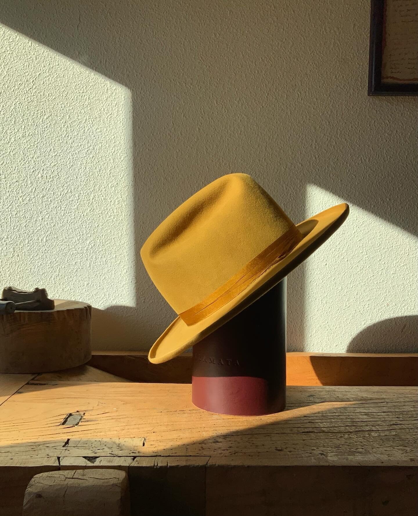 RAM
.
A 14 cm cattleman crown and 7 cm brim (after curling) for this beaver (130 grs) hat. Felt, satin silk for the lining, inner and outer silk ribbon as well as the silk thread for sewing it all dyed with &ldquo;rheum emido&rdquo; (himalayan rhubar