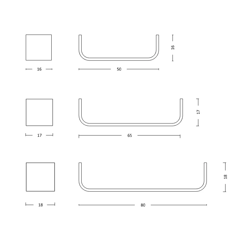 U shelf specifications drawing by Lozi