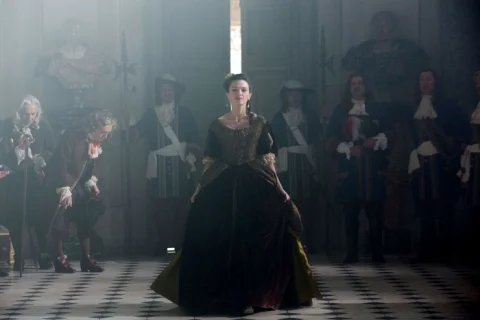 The King’s mistress, Madame de Montespan (Anna Brewster) is loving every second of her hold over him.