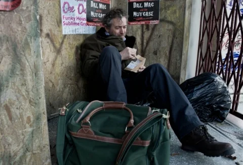 An outcast in the village after his abuse of Sandy is revealed, Ashley is left homeless