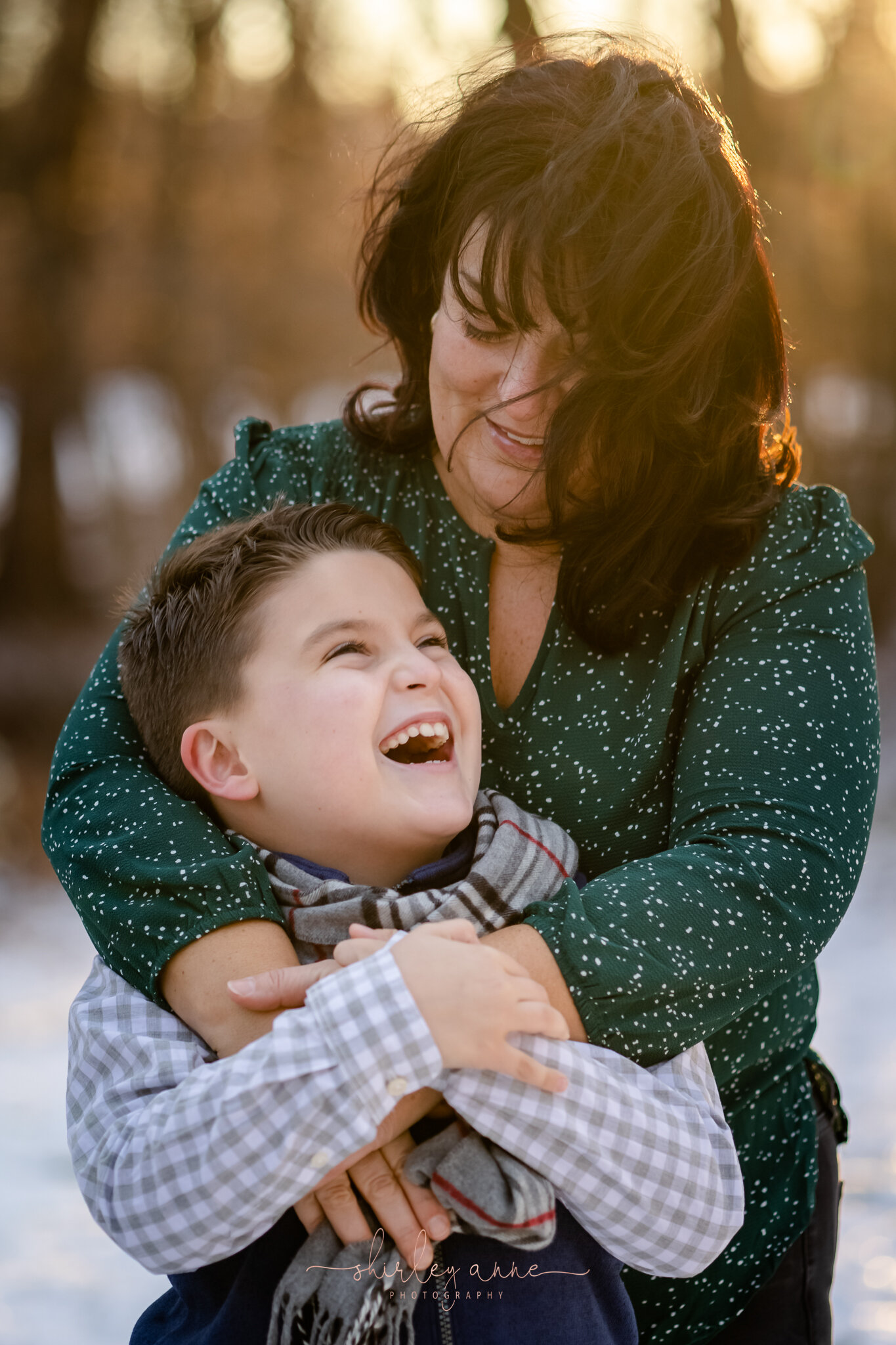 single mom and son outdoors family photo session