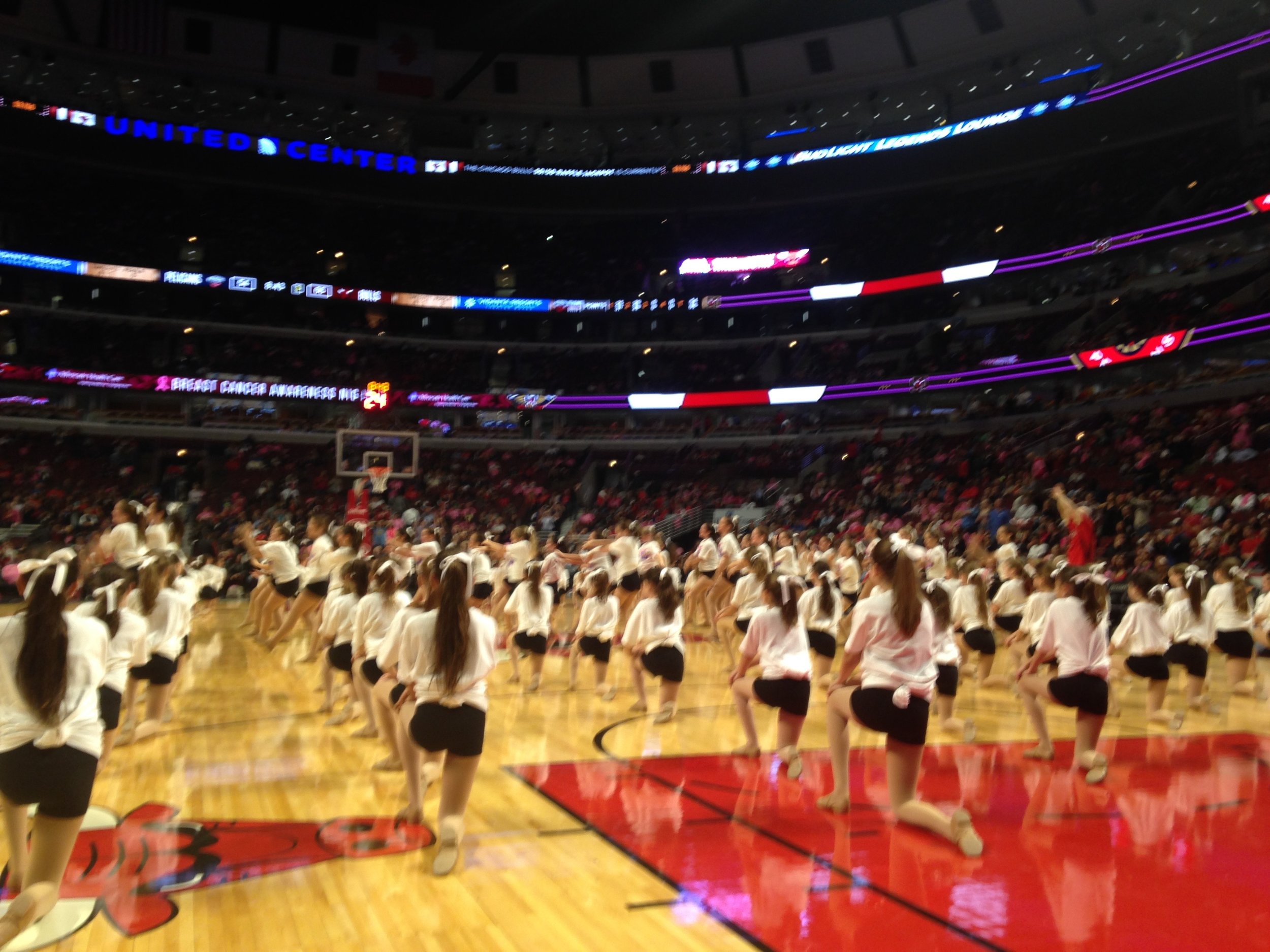 DancEd Dance Center center court at a Chicago Bulls game.