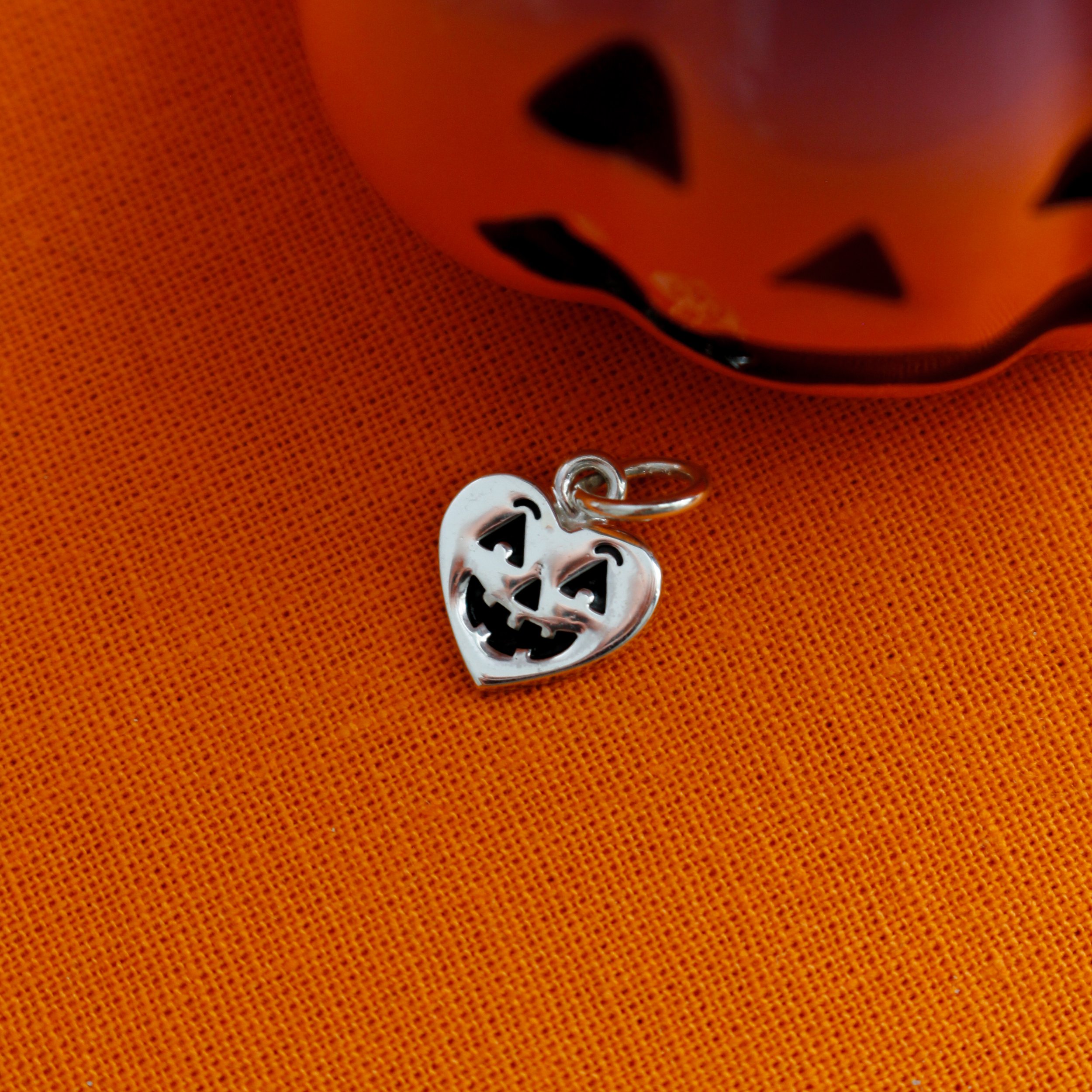 Jack o lantern heart charm small