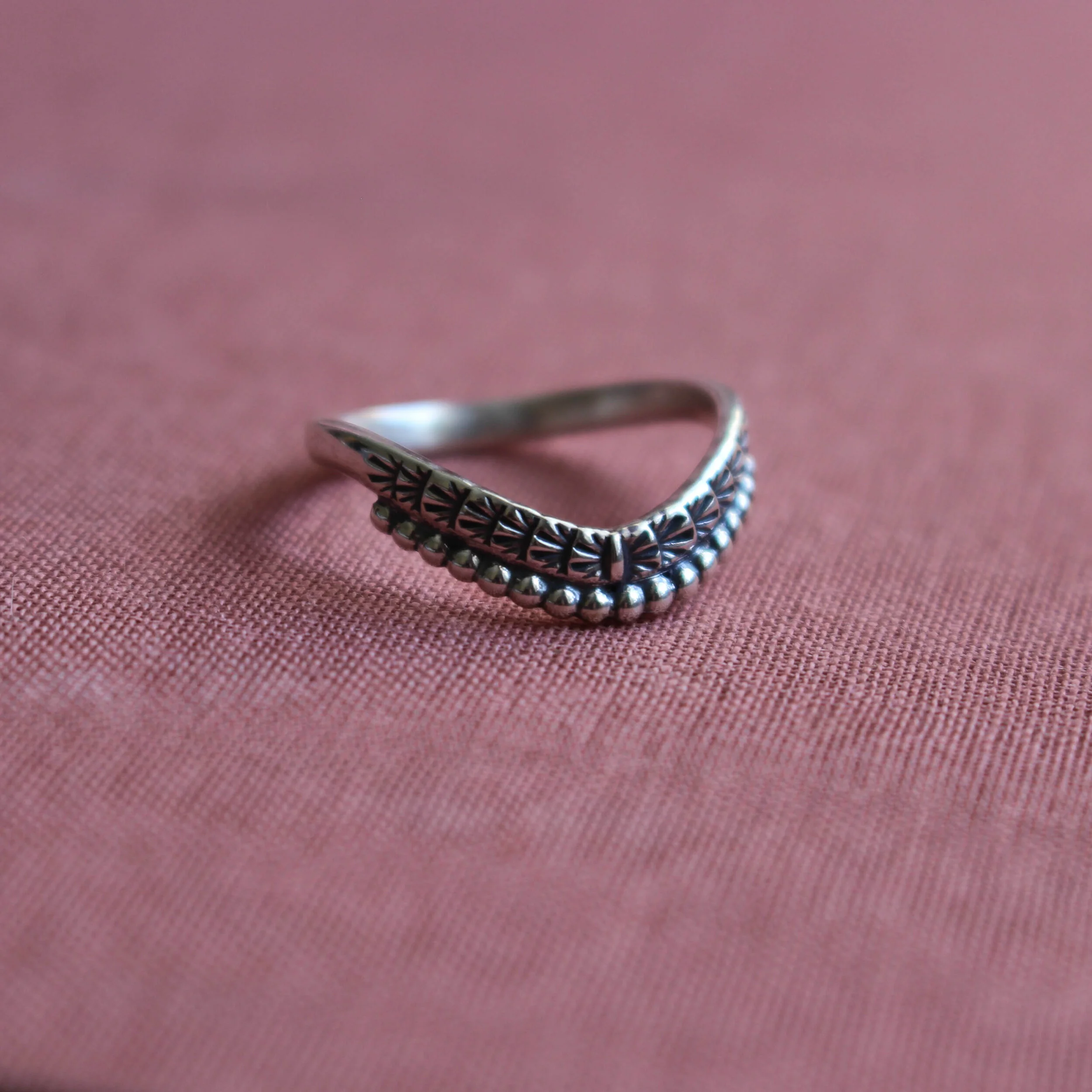 Sterling beaded halo stacking ring MTO
