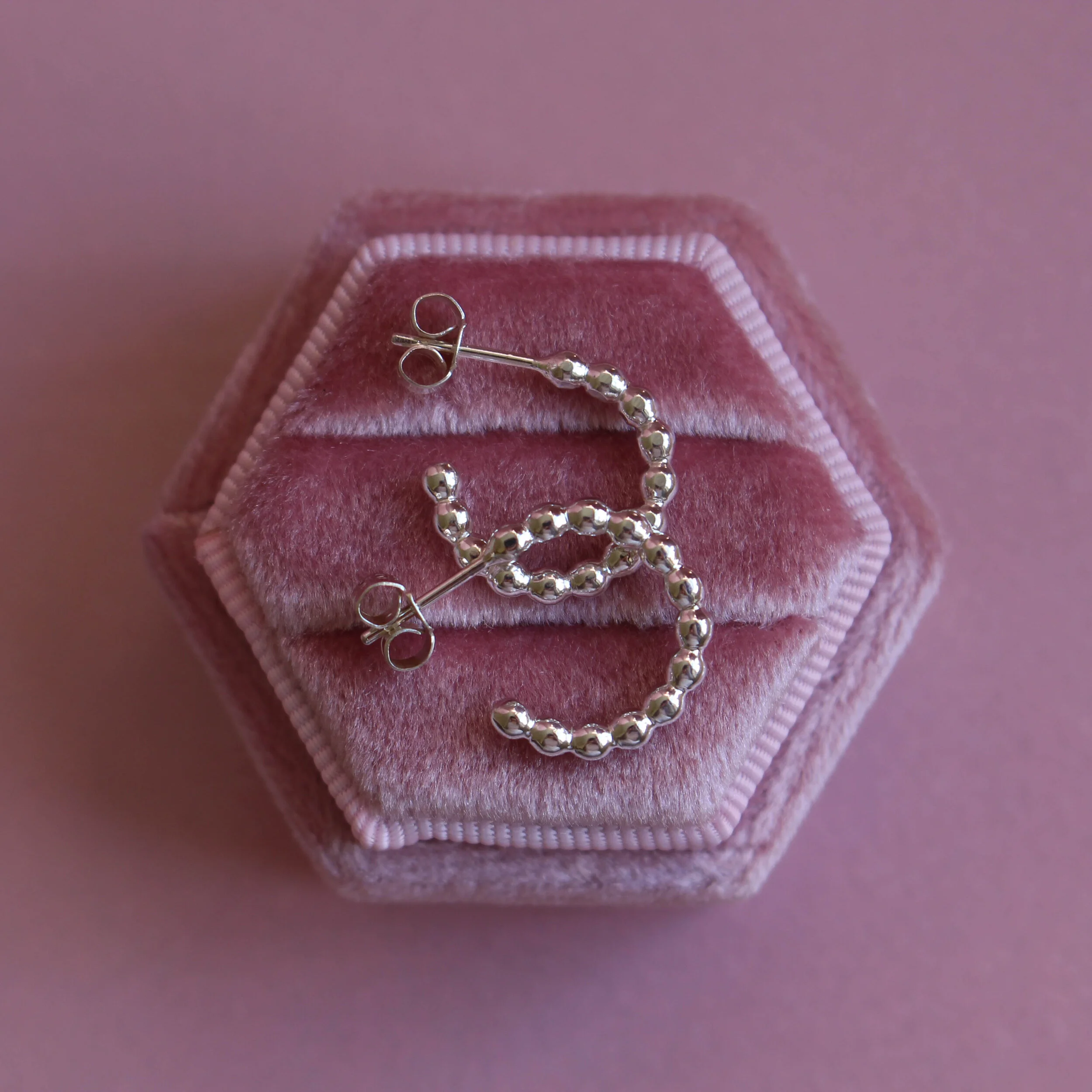 Sterling mini beaded hoops *made to order*