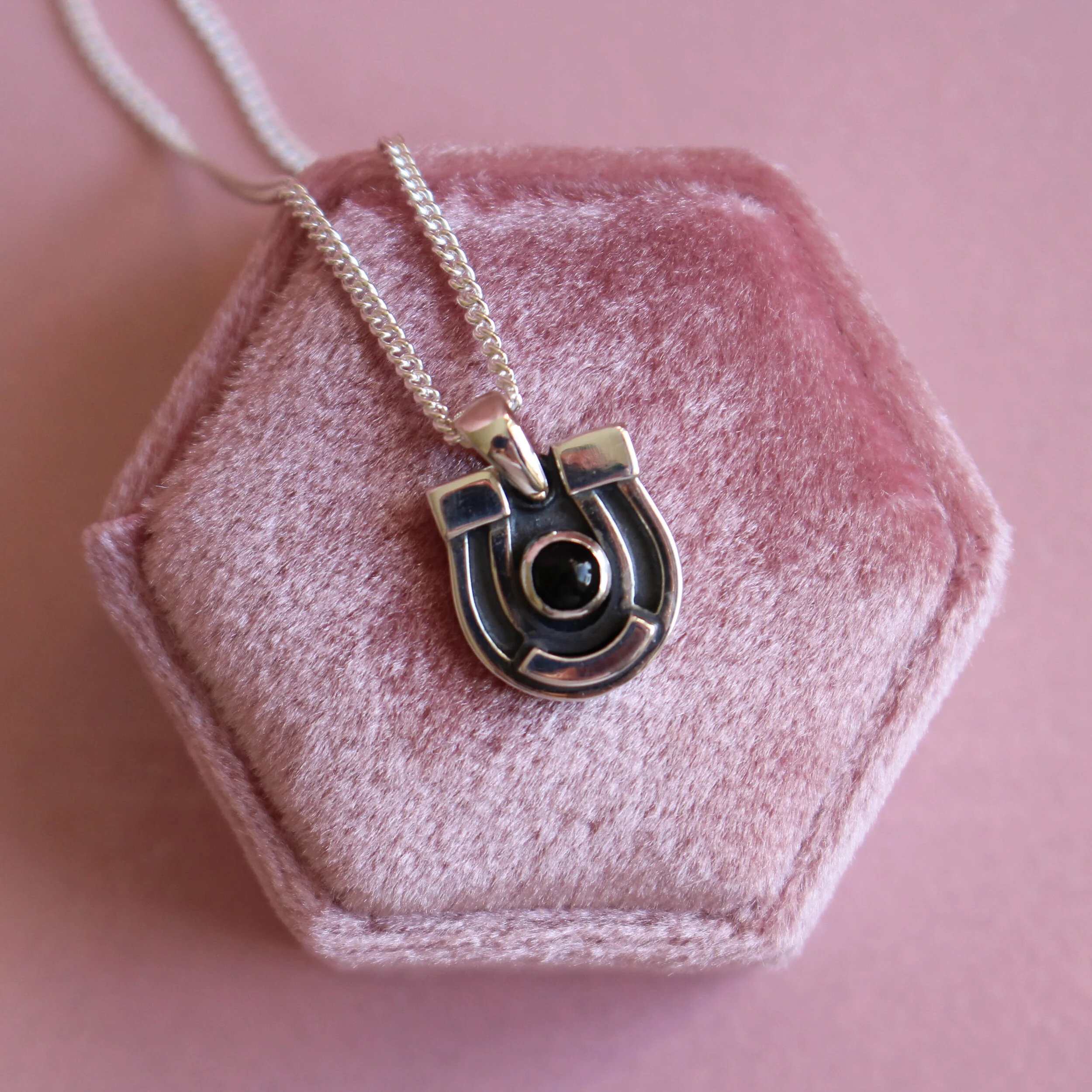Mini onyx horseshoe pendant *made to order*
