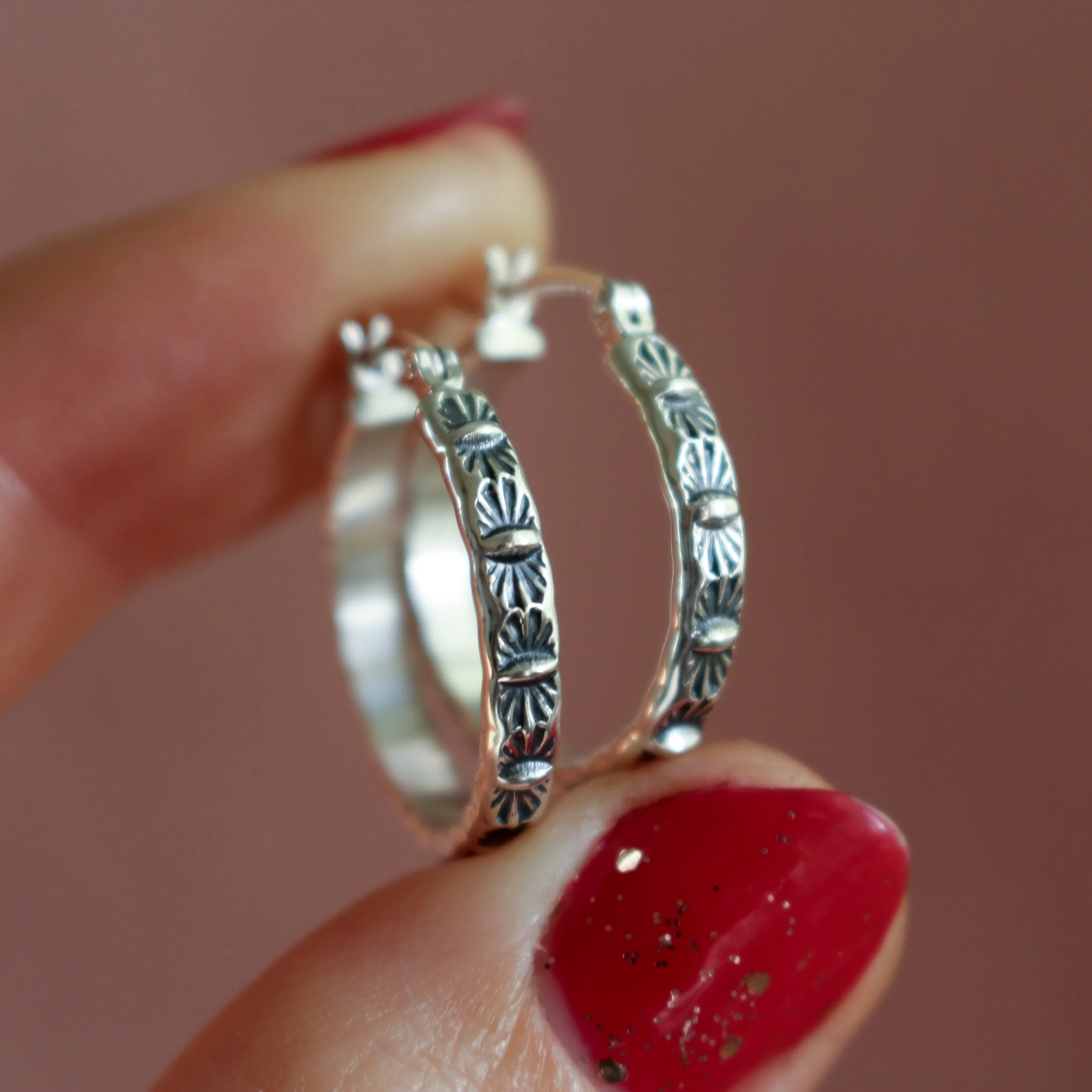 Medium stamped hoops  ⁘ made to order  ⁘