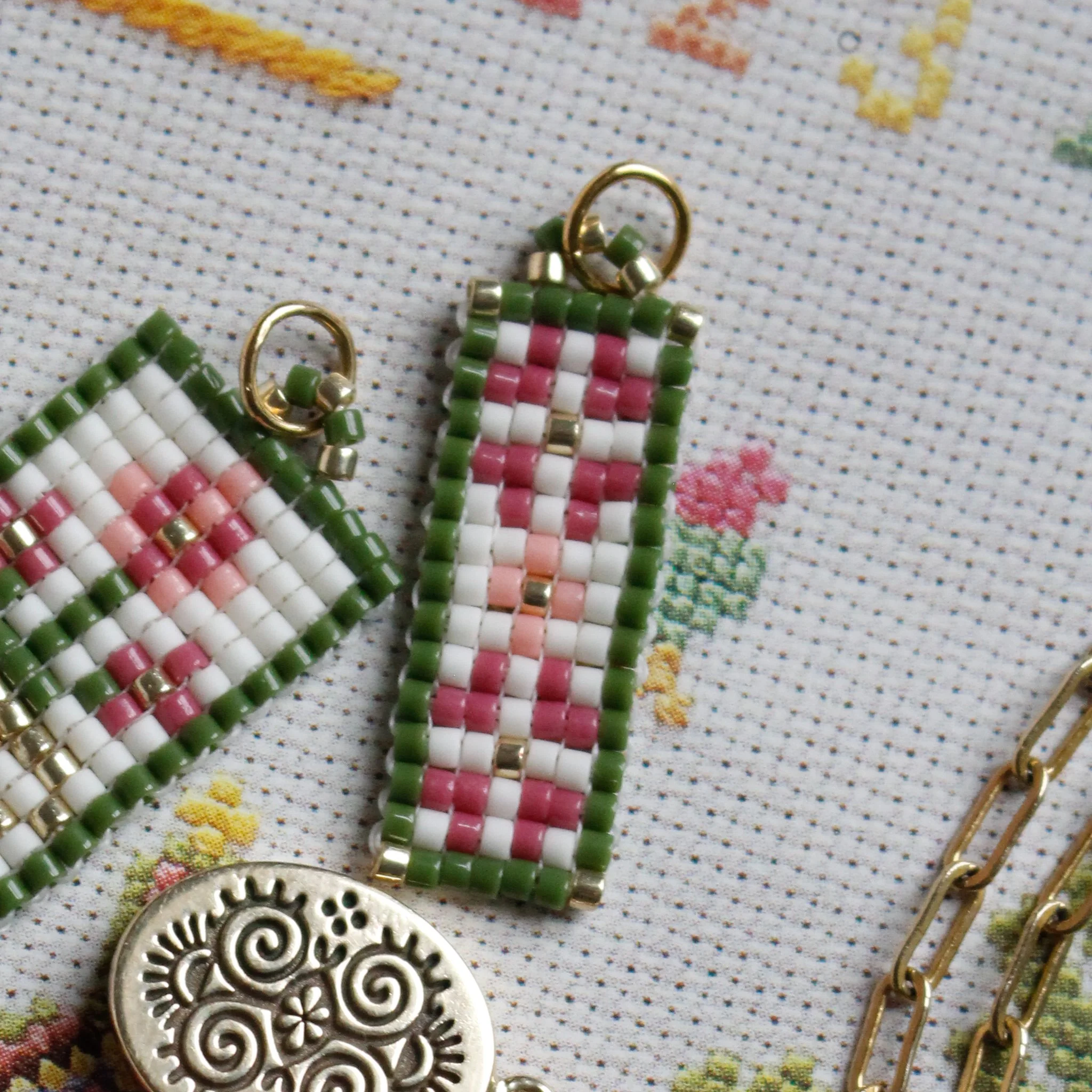Cross stitch charm (Ready to ship)