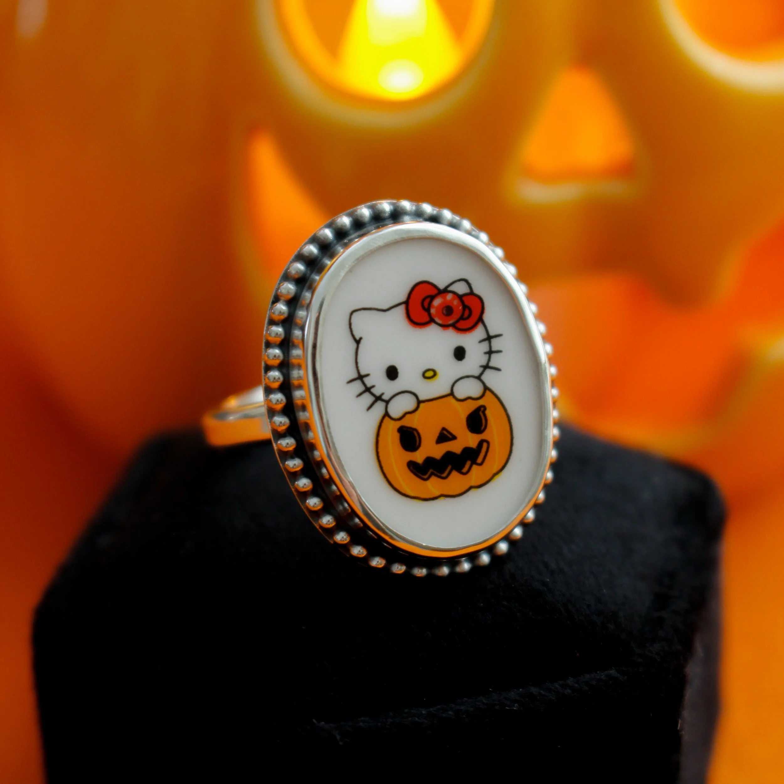 Kitty cat ceramic Ring