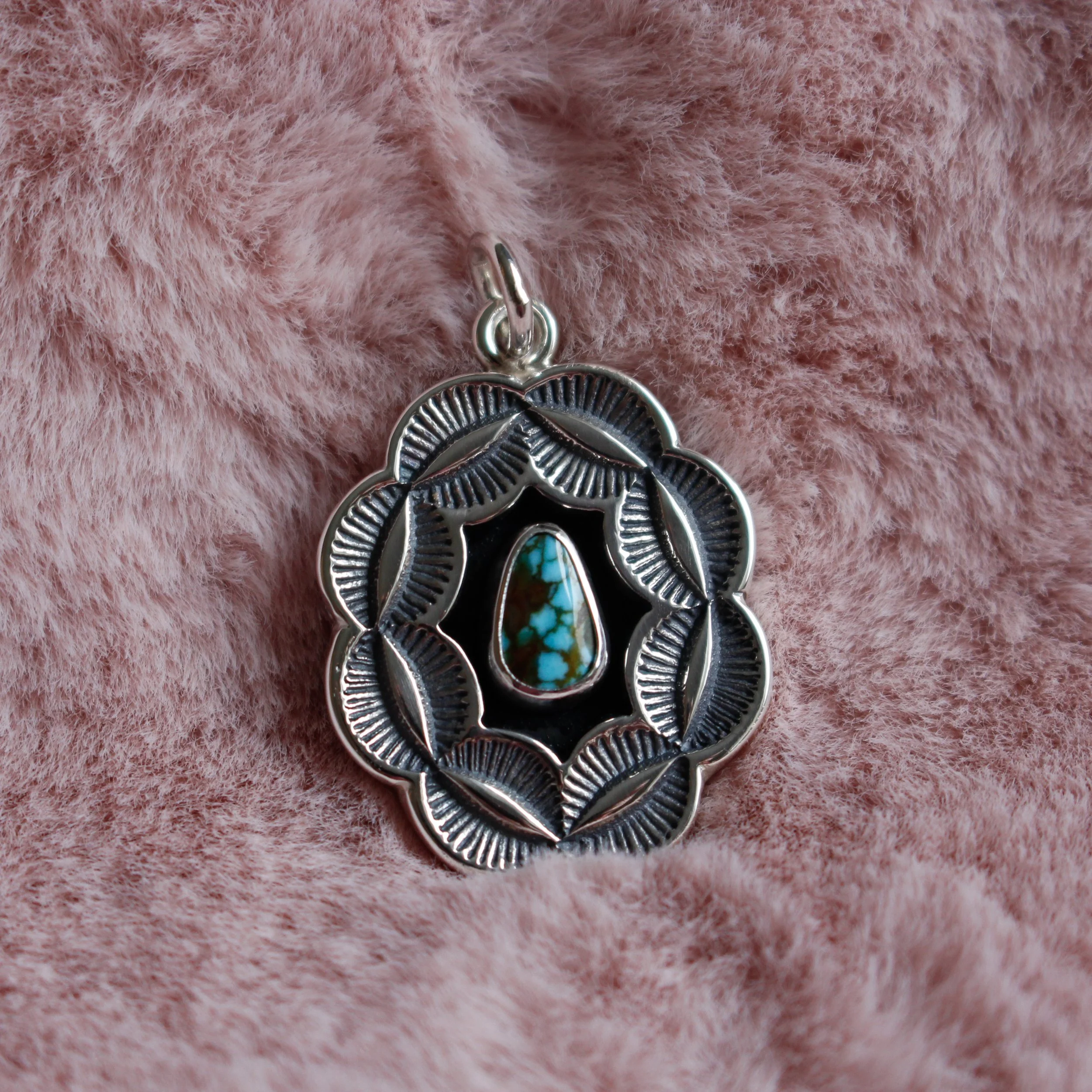 Kingman turquoise shadow box pendant *ready to ship*