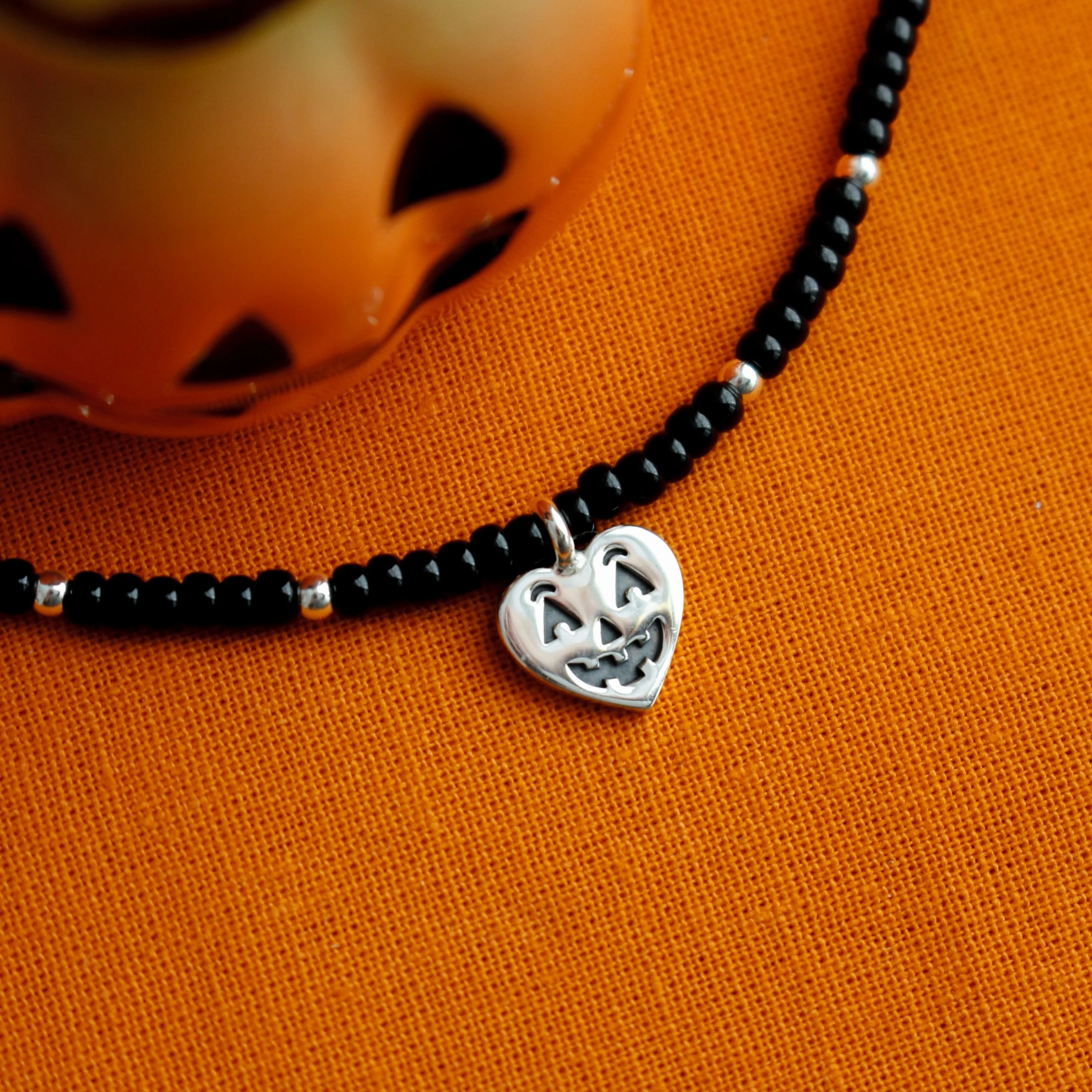 Jacko lantern bead necklace