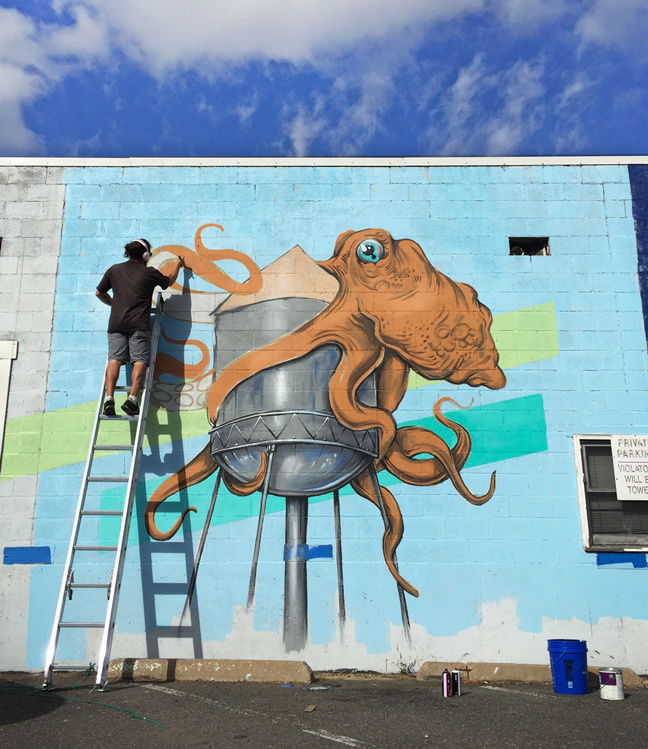 Octo Water tower mural