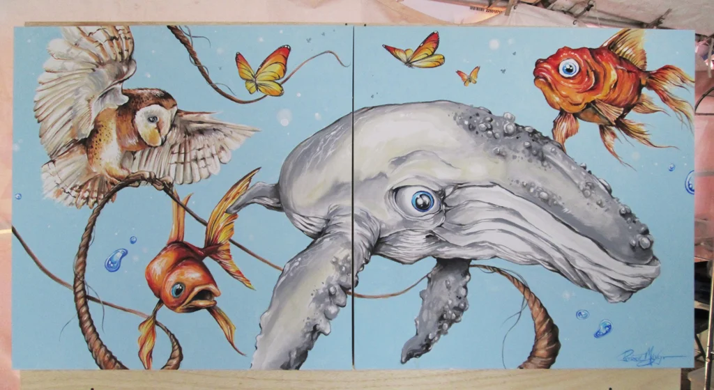 Mural painted live & auctioned off to raise funds for the local food bank in Flagler County, FL during the Tommy Tant Surf Memorial