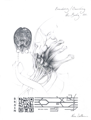 Nina Sellars, Encoding-Decoding the Body, Graphite on Paper, 2012