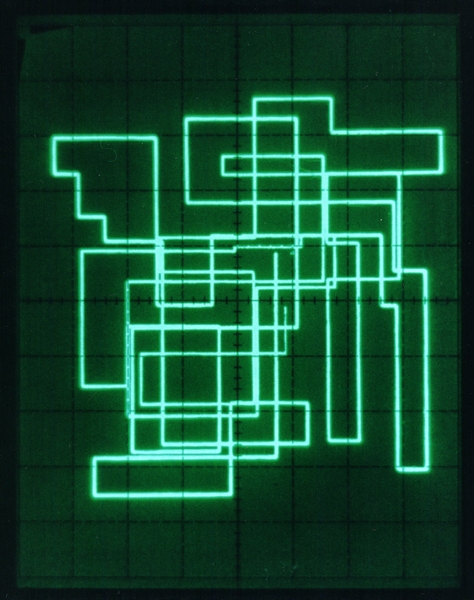 Dominic Boreham, Going for a walk with a line, 1977 (first computer drawing), computer and oscilloscope.jpg