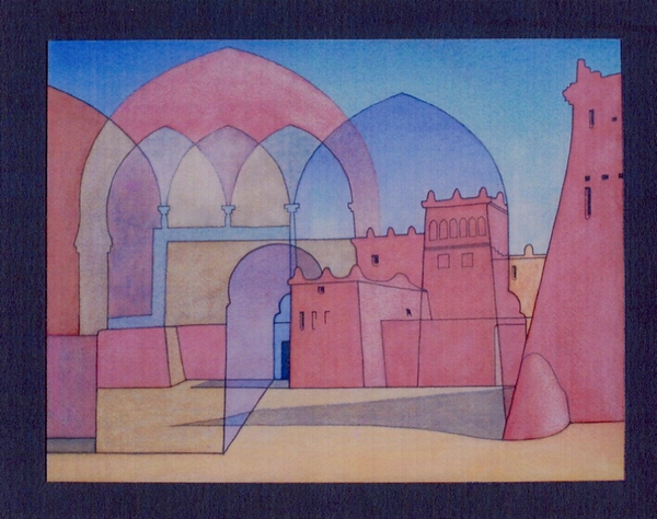 Dominic Boreham, Marrakesh-Ouarzazate I, 1984-85, watercolour and pencil, 29.5 x 38.7.jpg