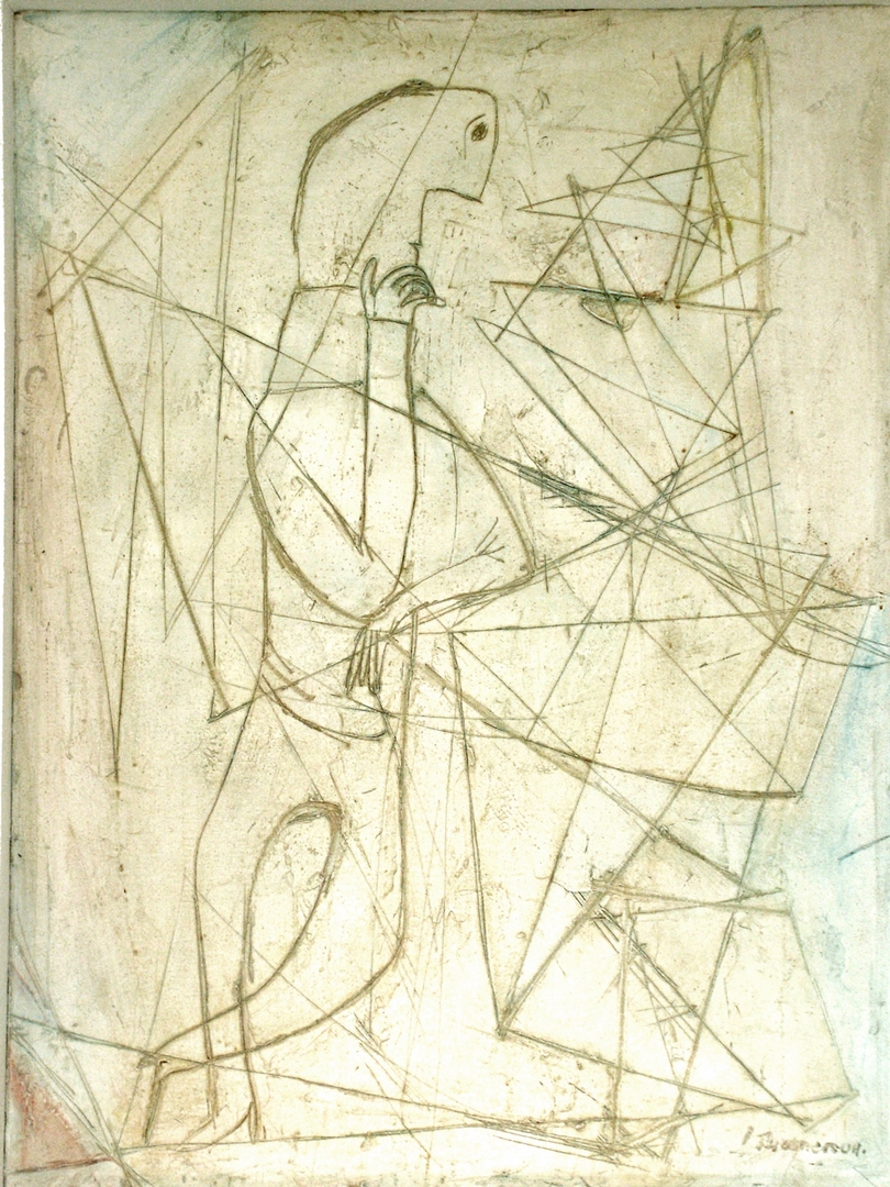 P54.1 Why is the mind in the head, oil on canvas, 1954