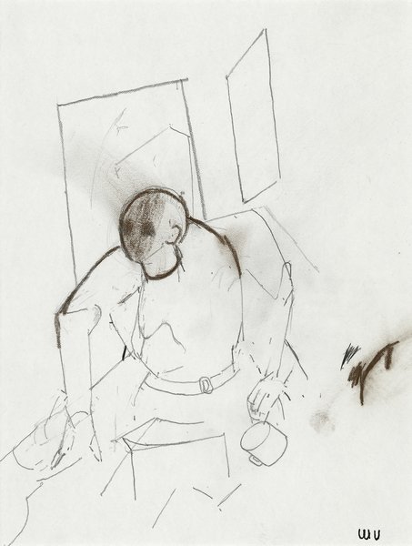 3 William Utermohlen, Figure in Studio with Mug, Pencil and Conte, 1995.jpg