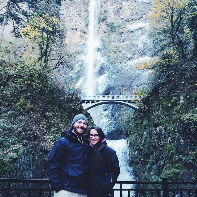 Carrie and her husband, Shane, at the Columbia Gorge at Multnomah Falls, Oregon. After healing from her extreme pain, Carrie was able to do the 16-hour road trip and hike pain-free. (Photo courtesy Carrie Russell) 