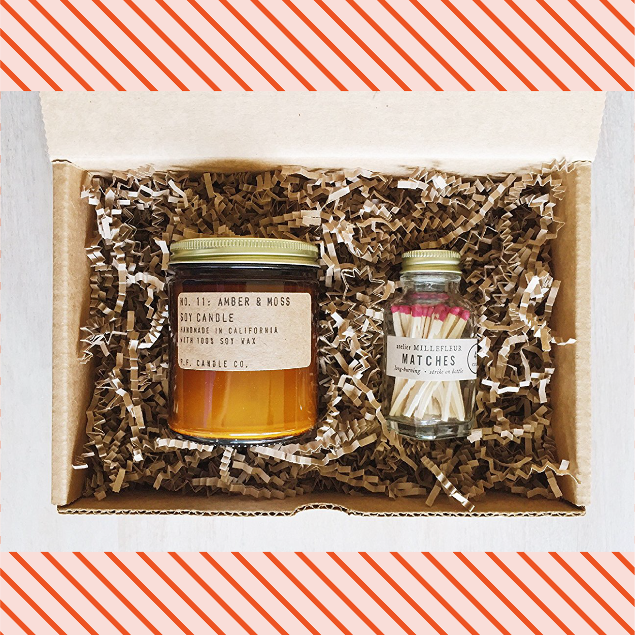 P.F. Candle Co. Scented Soy Candle and Match Bottle Gift Set