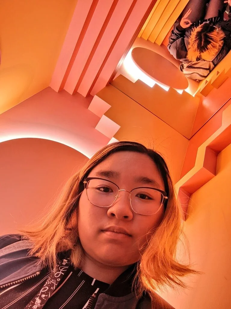 Completely normal picture of Rachel at the Facebook SF office, during an internship.