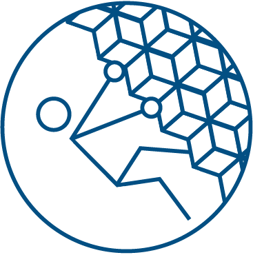 An icon symbolizing Own It. person climbing at an inverted angle.