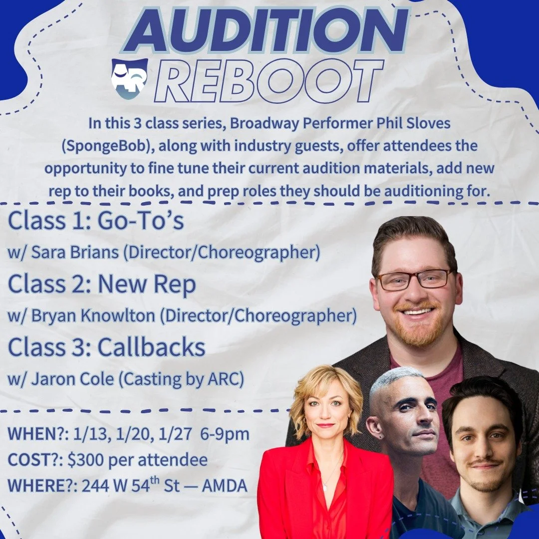 Your audition technique isn&rsquo;t broken. 
It just needs a little reboot 🔁

- 3 classes
- 4 industry pros
- Real tools for booking

📍 AMDA NYC | Jan 13, 20, 27
🔗 DM to claim your spot!