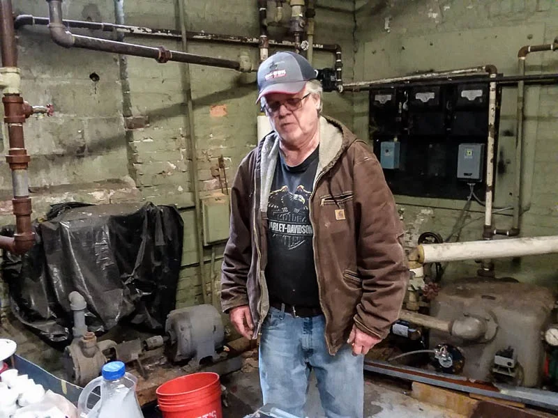 Pete down in the ‘bowels’ of the building.