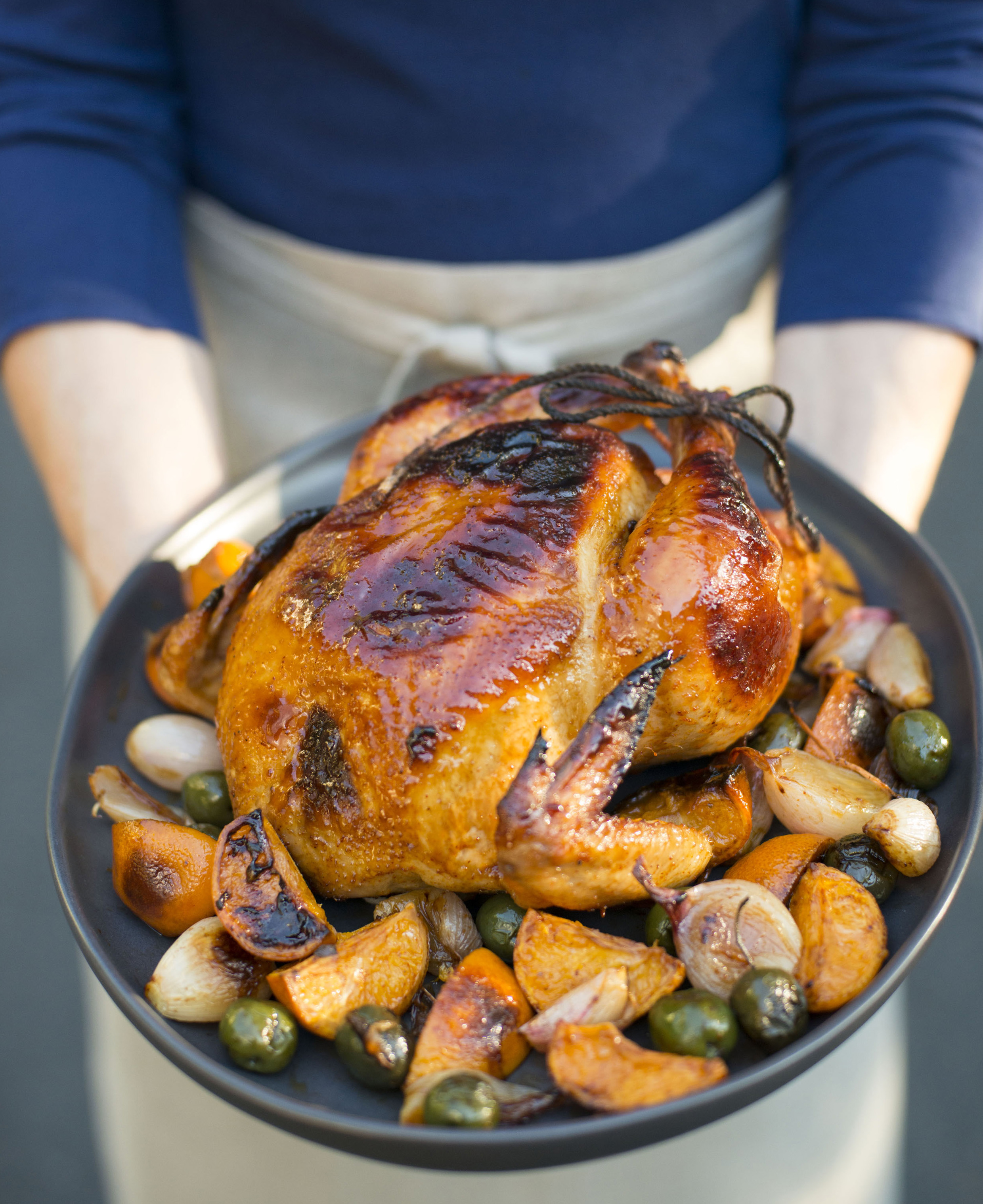 Celebrate Chanukah with Amelia Saltsman: Roast Chicken with Tangerines, Green Olives, &amp; Silan
