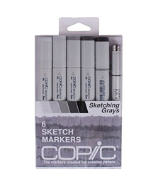 Copic Sketch Marker Set - Sketching Grays, Set of 6