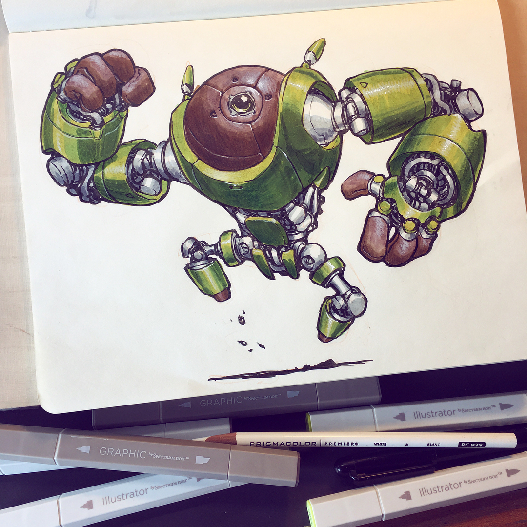 Only after I posted this on Instagram and someone mentioned the word "avocado" did I realize this looks like an AVOCADO BOT. Maybe I should do more food based robots. 