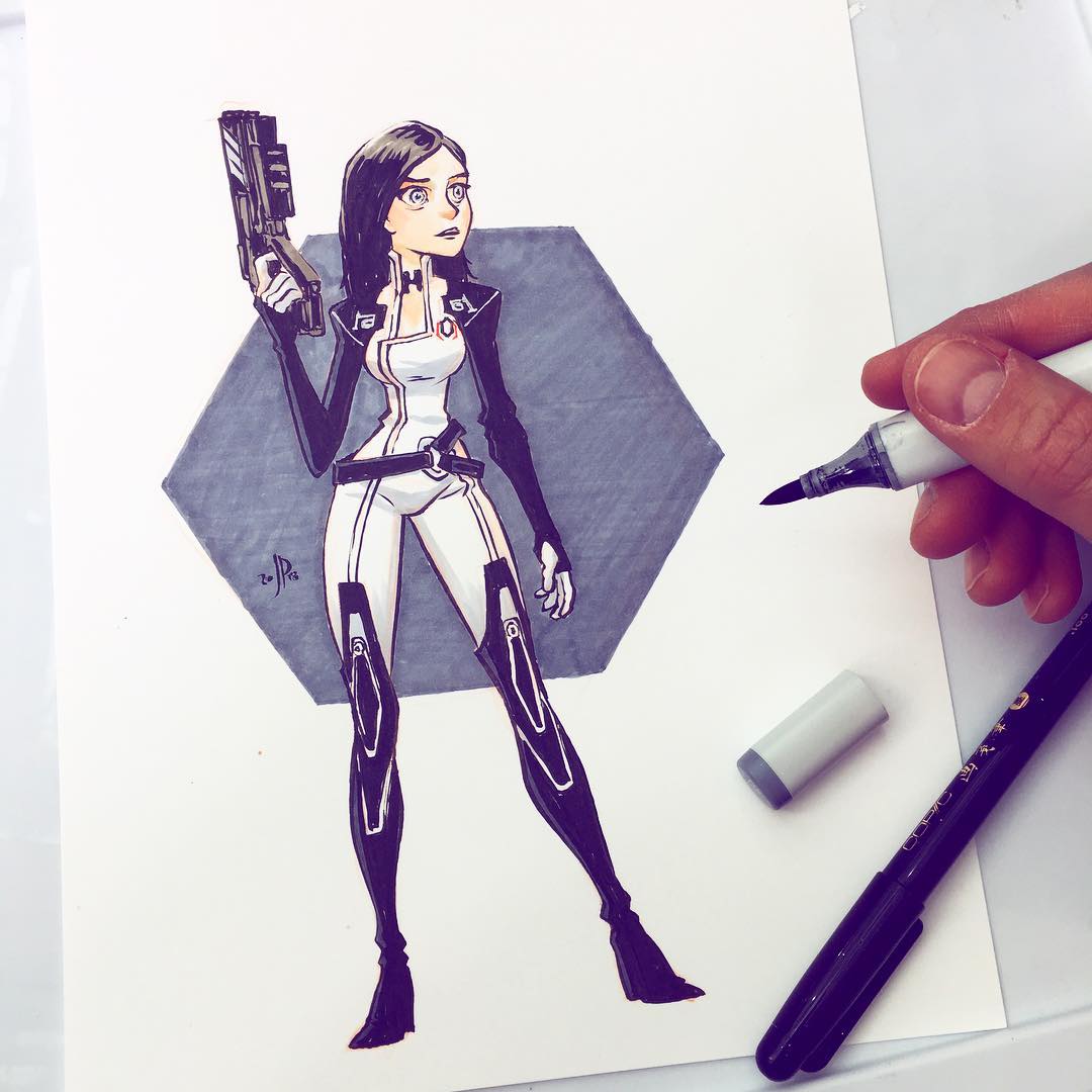 Miranda from Mass Effect. Thought it would be cool to do her in a more cartoony style since she's always portrayed pretty realistically.