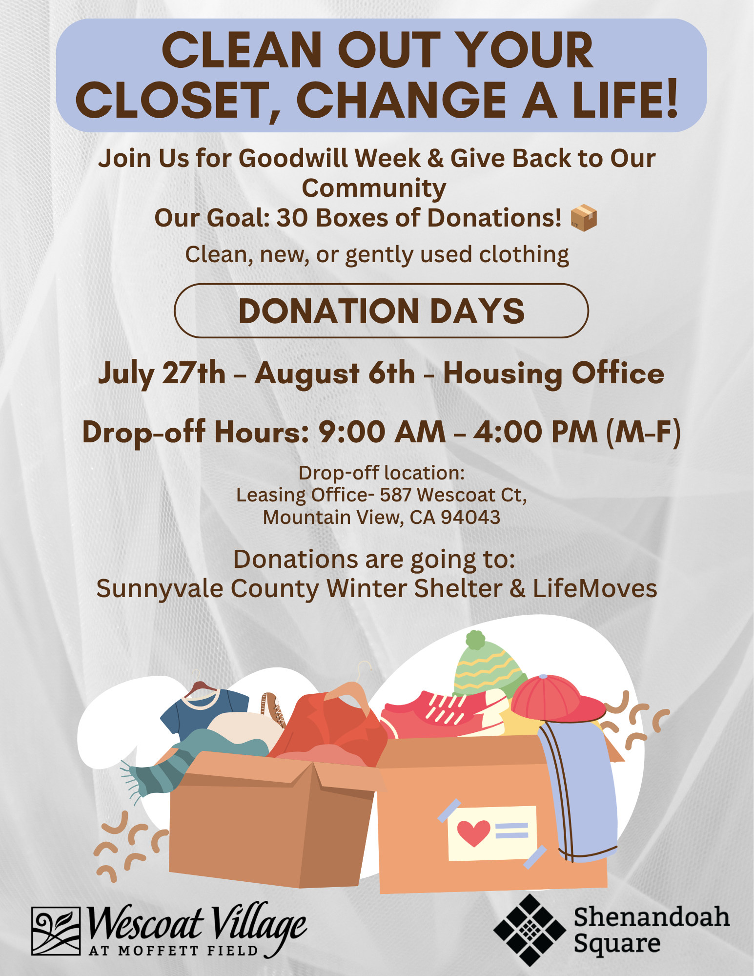 CLEAN OUT YOUR CLOSET, CHANGE A LIFE!
