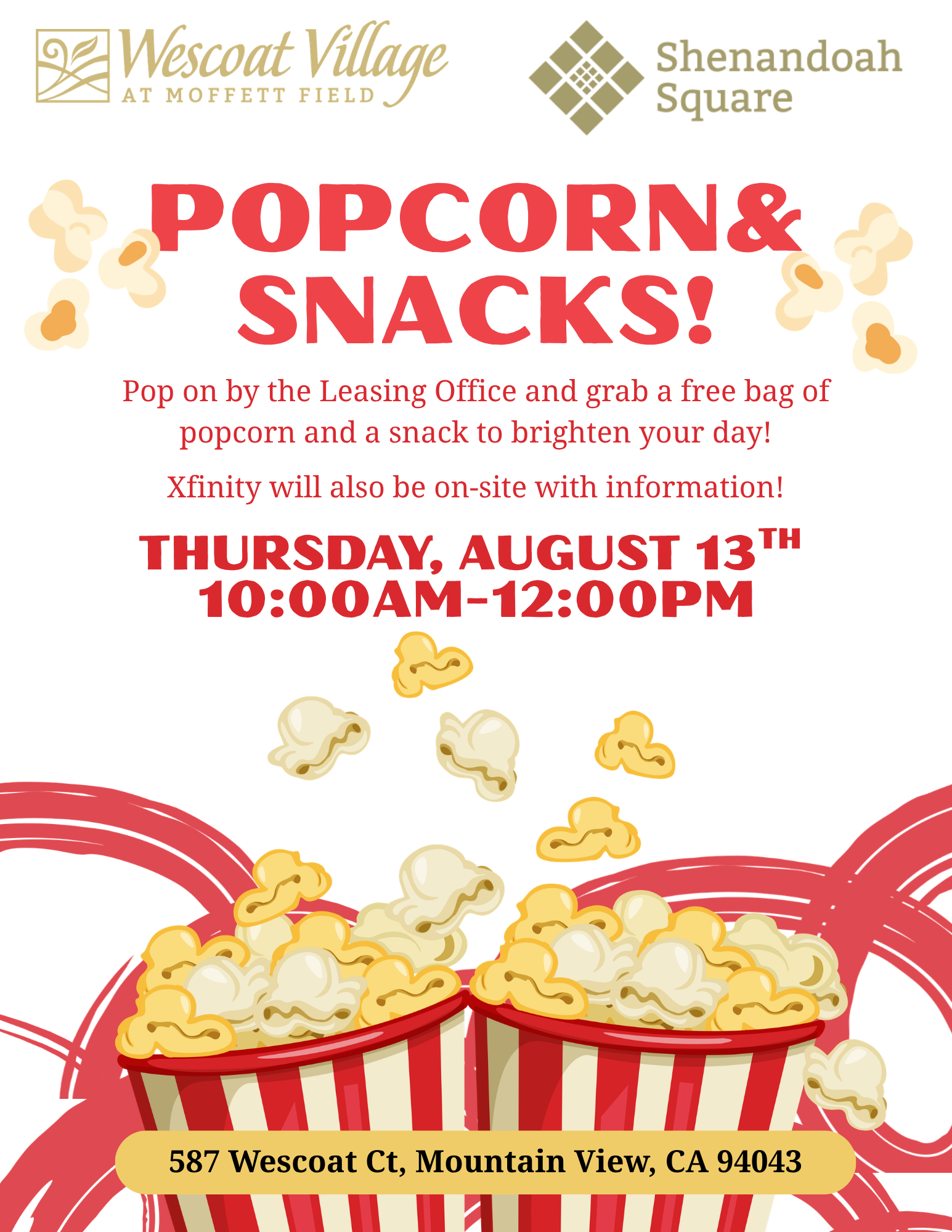 Popcorn and Snacks at the Leasing Office!