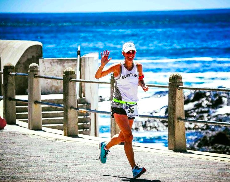 Photo of FIT Founder Kelly McLay running in Cape Town, South Africa during the World Marathon Challenge. Photo by Mark Conlon.