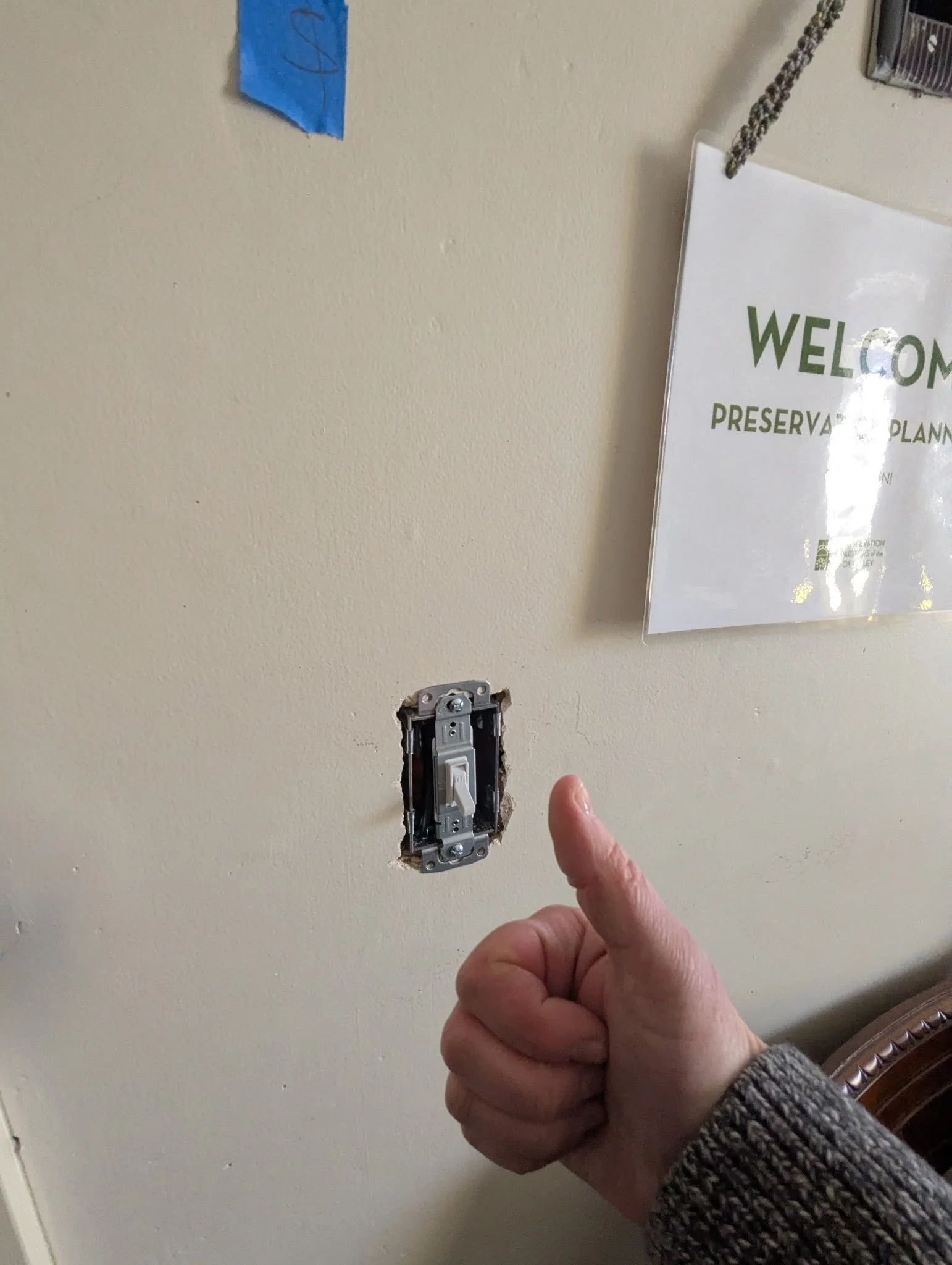 New light switch at 1850 Beith House