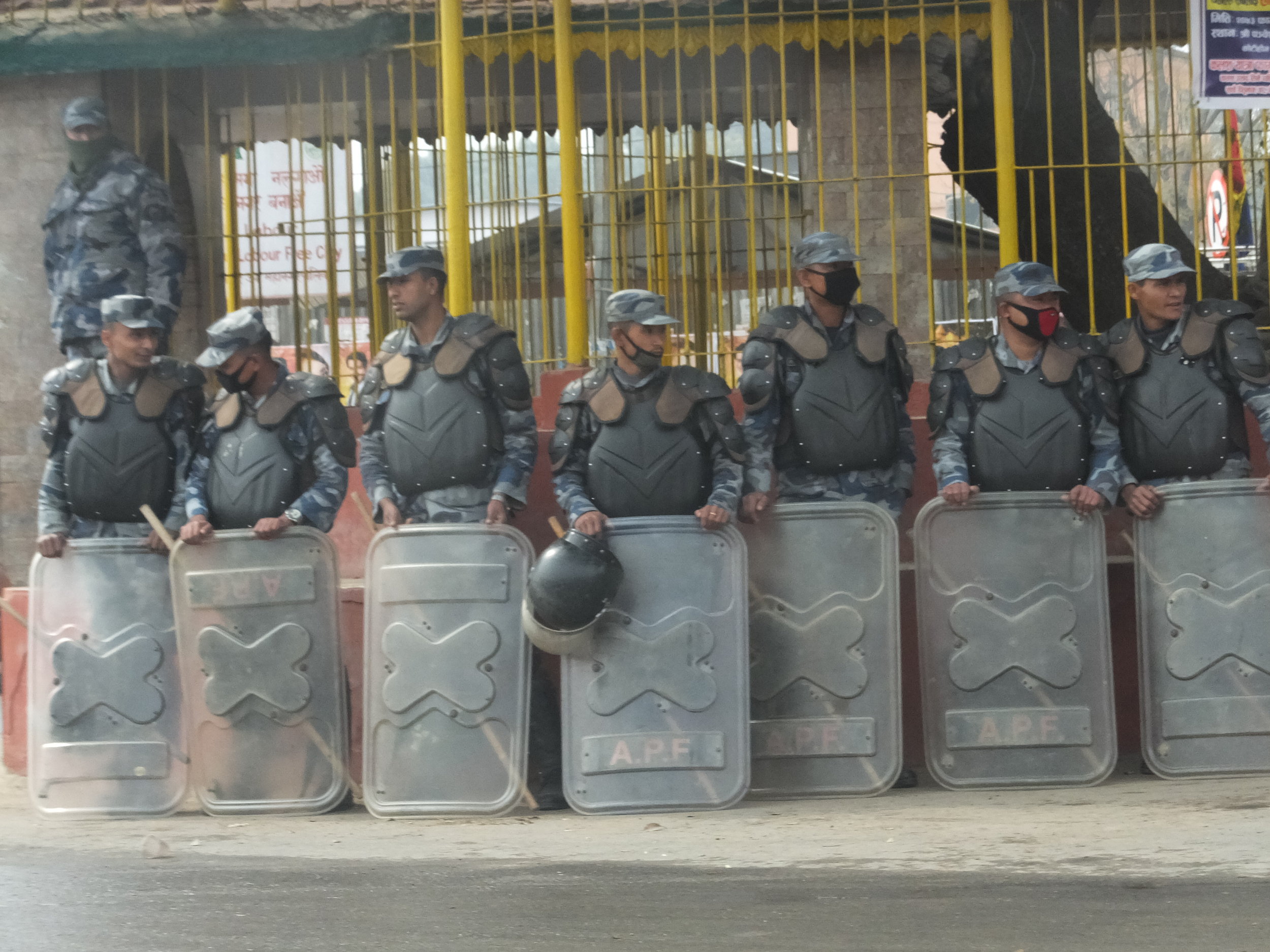Frequent demonstrations bring police in riot gear.