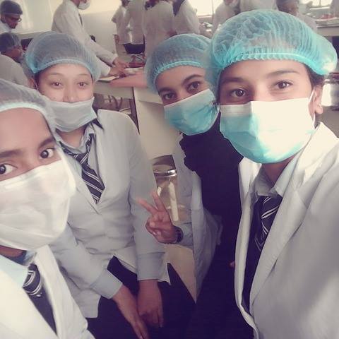 Medical school student Susmita participates in a lab class.