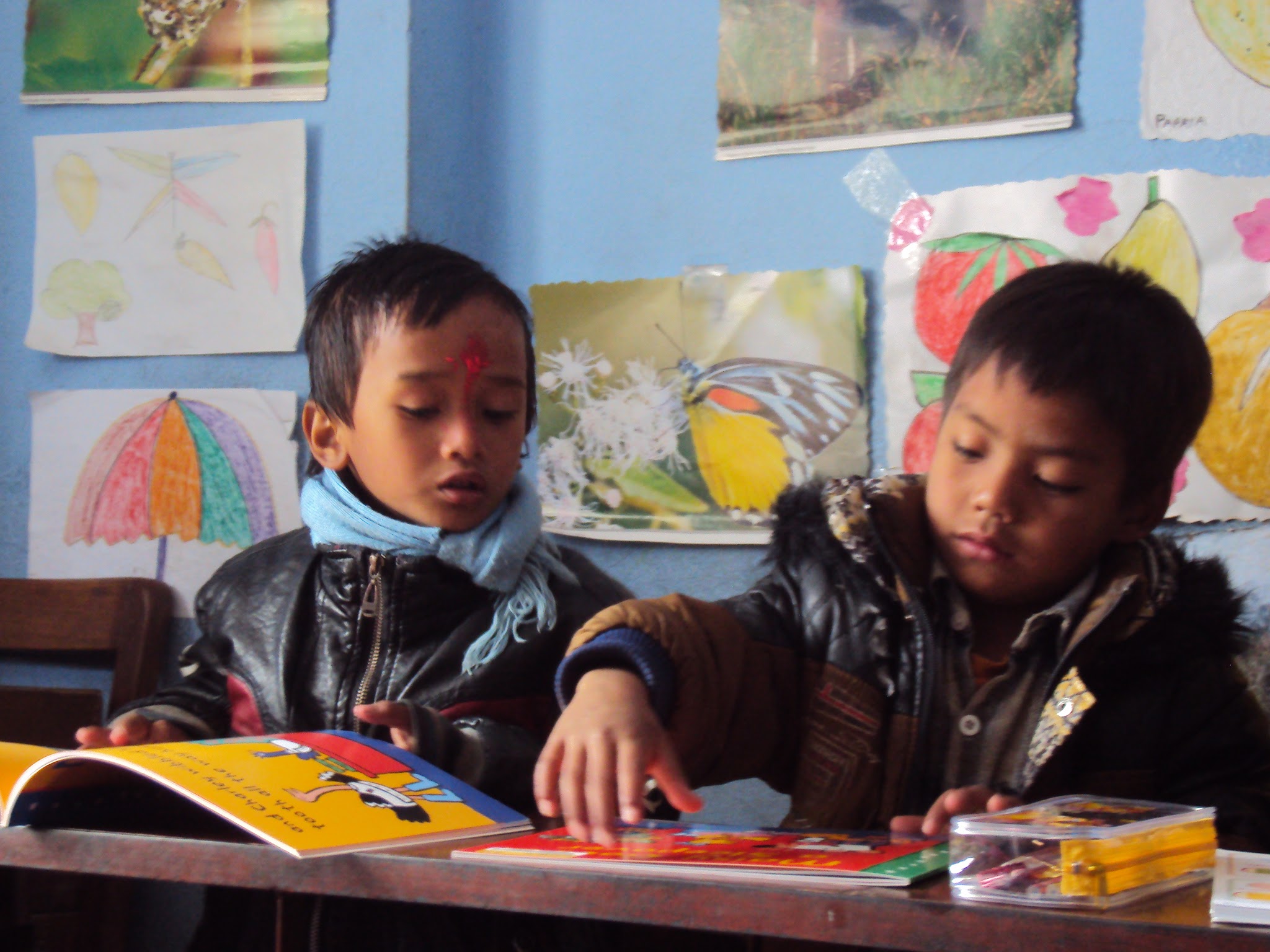 Reading time- the children read from the library.