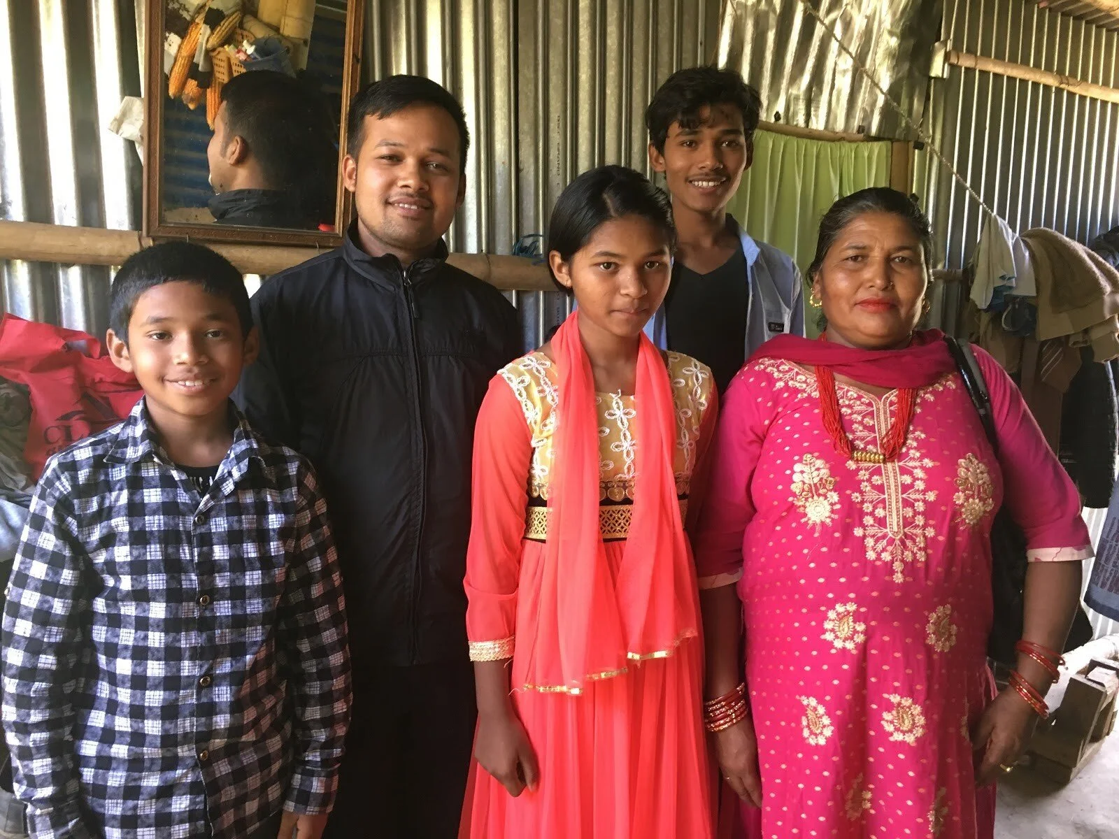 Kumar, Ram Kumar, Pawan, Purnima and their Grandma ready to go to the Mitrata graduation celebration.