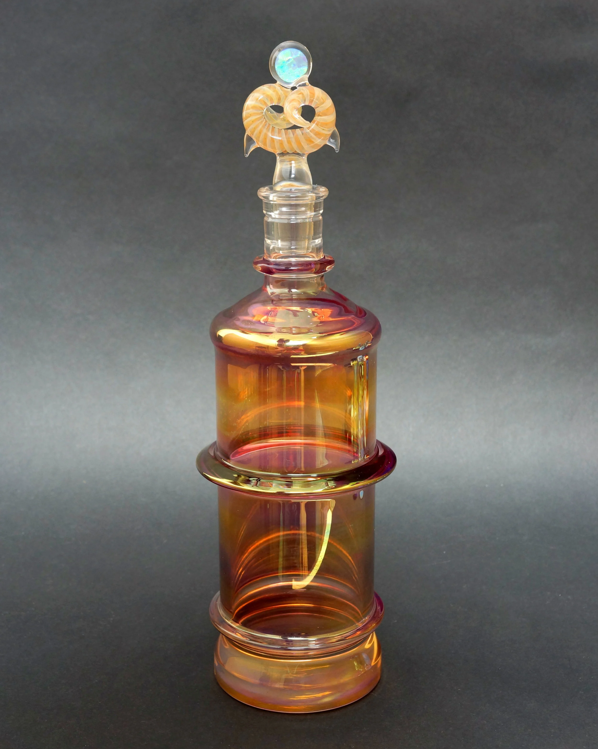 Gold and Silver Fumed 2-Ring Cylinder Bottle