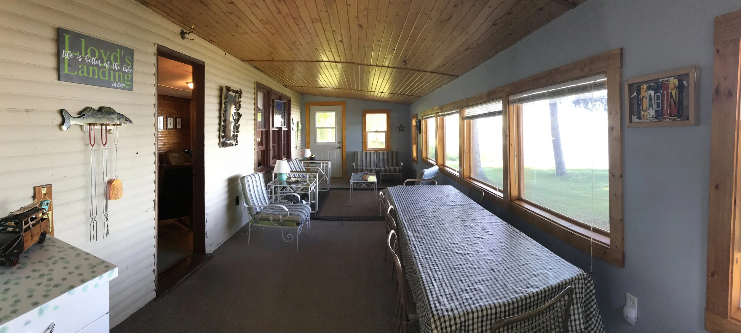 The porch has great lake views