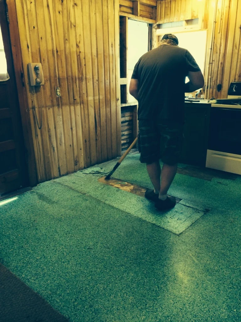 Discolored walls, yucky floors. It all had to go!