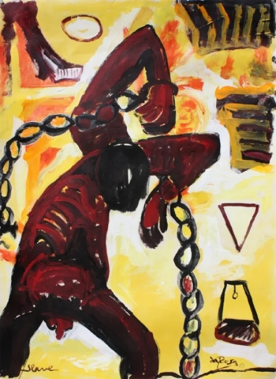 Slave<br/>24 x 34" Acrylic/Paper