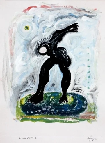 Monotype Five<br>12 x 9"<br>Acrylic on Paper, 2014