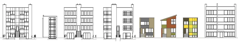 New construction, green, net-zero, urban homes in the Woodlawn and Bronzeville areas of Chicago.